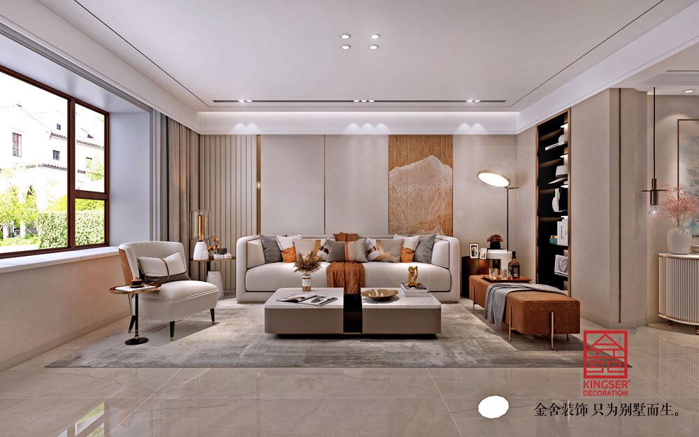 榮盛華府213平米裝修-輕奢風格-客廳