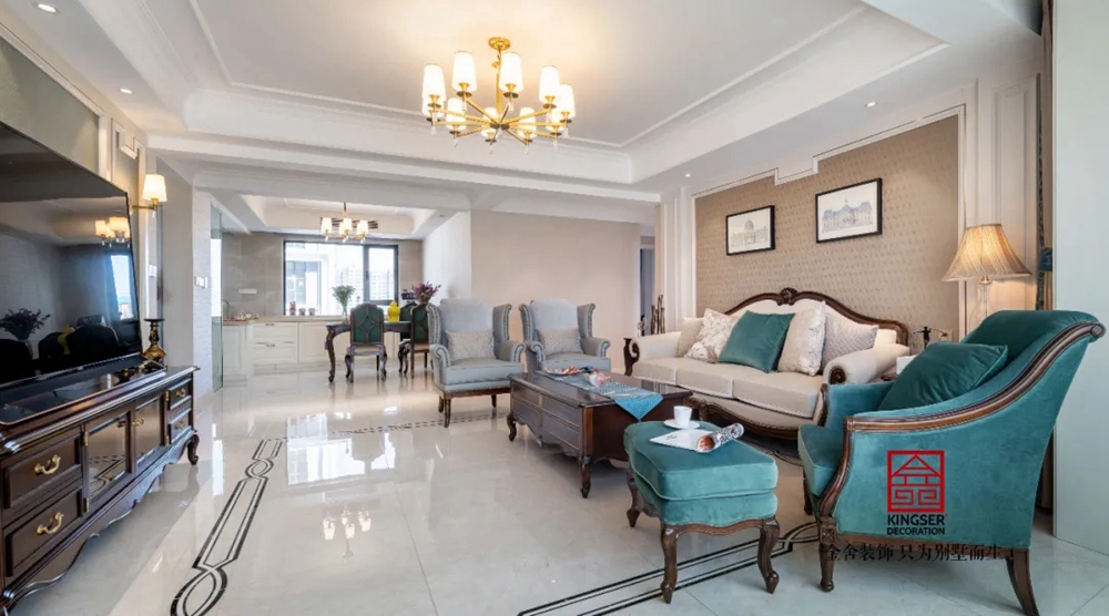 天山國賓壹號145平米簡約美式裝修實(shí)景