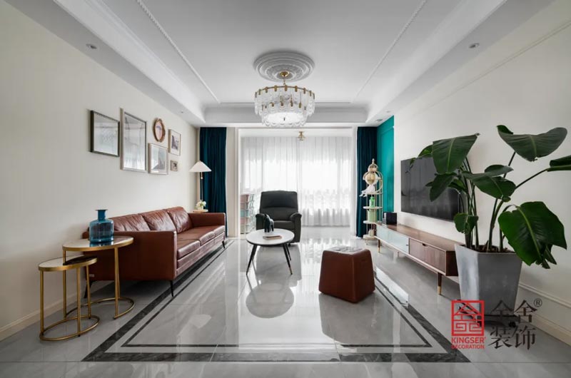 盛邦大都會北歐復(fù)古風(fēng)格裝修實景圖-客廳