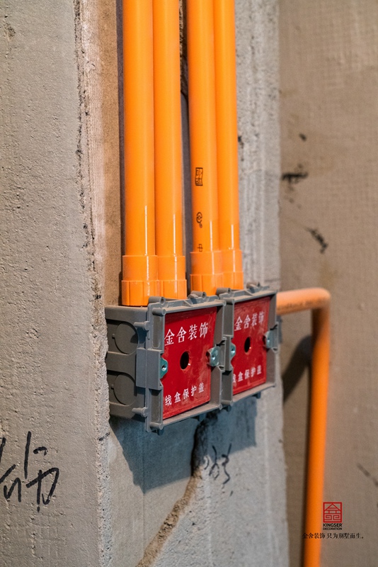 石家莊榮盛御府裝修水電階段施工現場