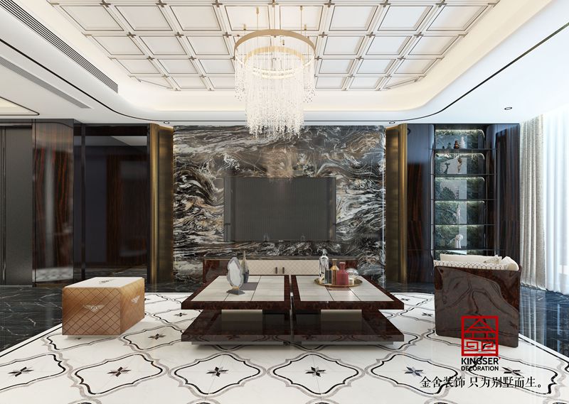 融創(chuàng)臻園壹號港式輕奢風格客廳裝修設計