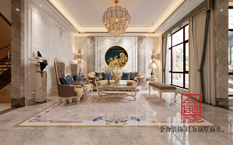 衡水漢王府別墅裝修520平現代法奢風格效果圖