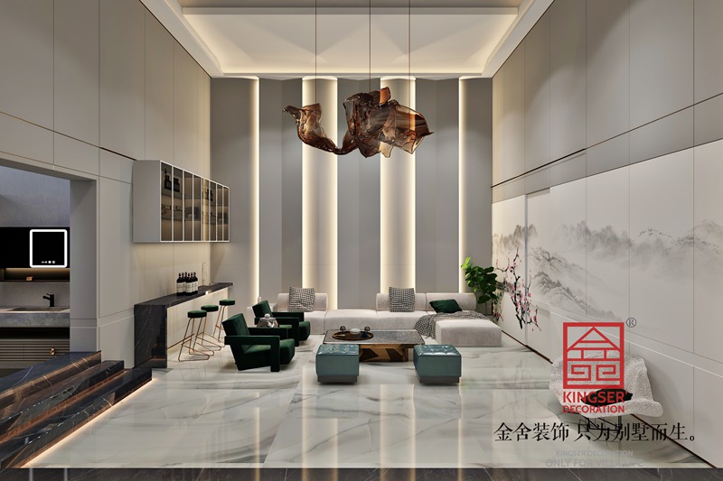 在新中式別墅裝修中，如何突出空間的層次感？